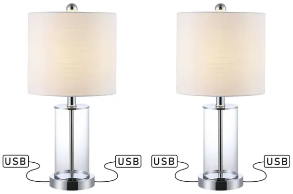 Abner Glass Modern Contemporary USB Charging LED Table Lamp (Set of 2)