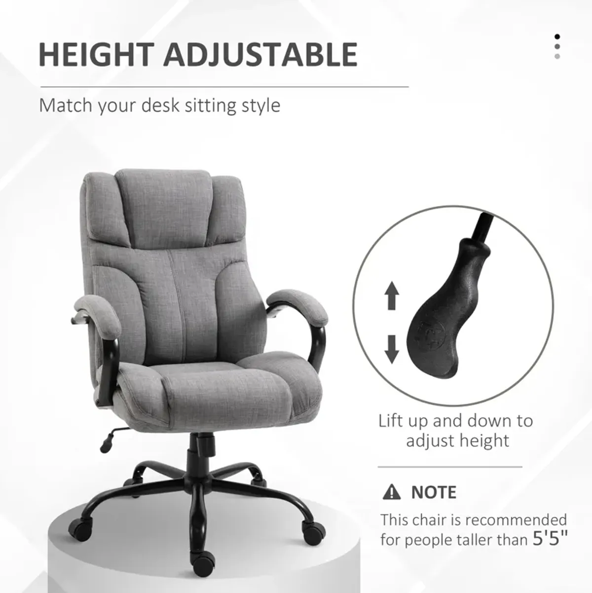 Light Grey Executive Seat: Big & Tall 500lbs Office Chair