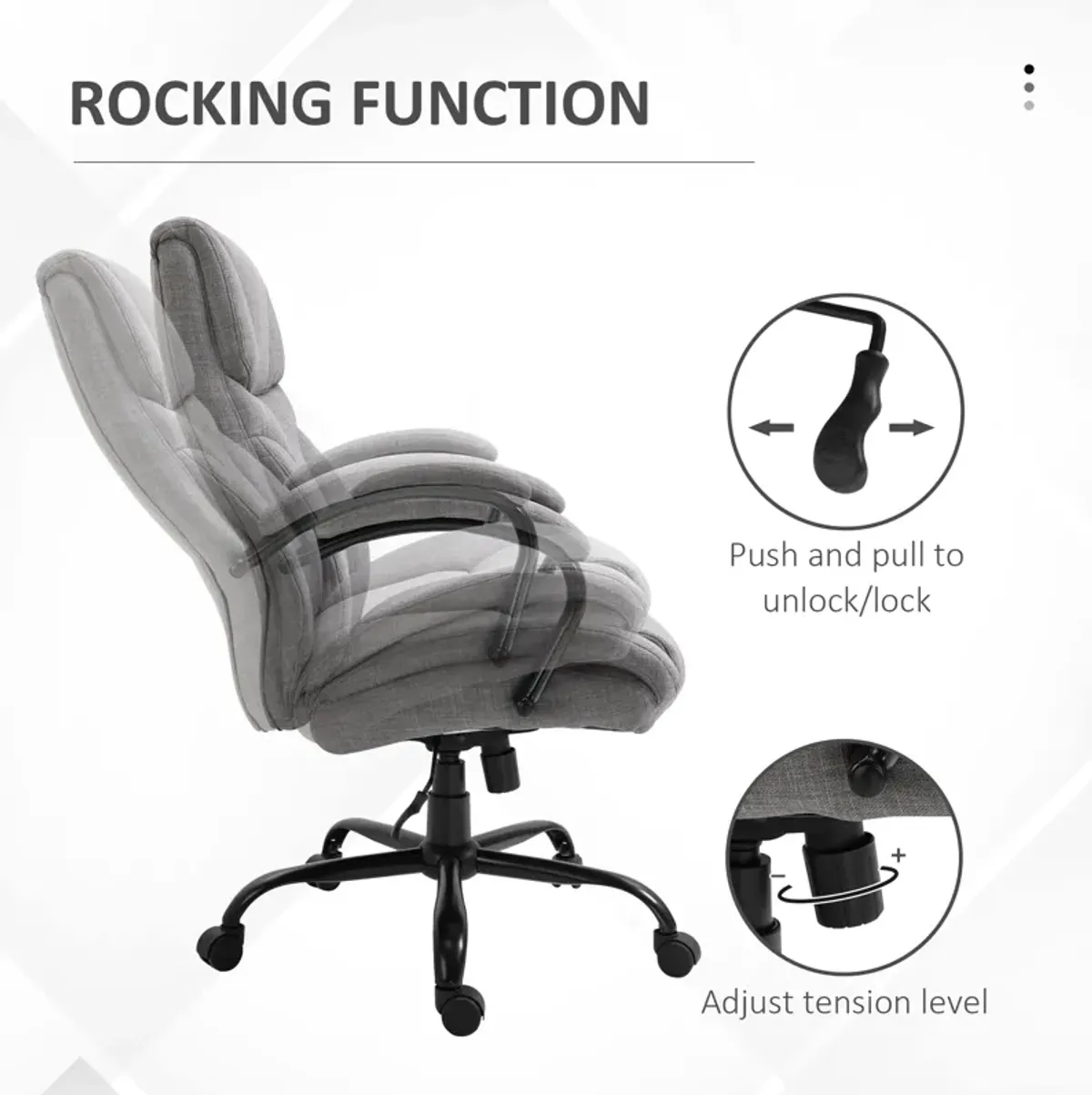 Light Grey Executive Seat: Big & Tall 500lbs Office Chair