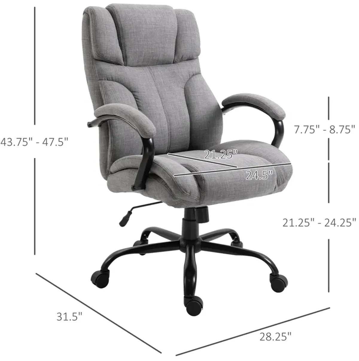 Light Grey Executive Seat: Big & Tall 500lbs Office Chair