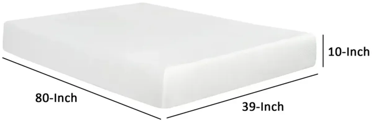 Bree 10 Inch Plush XL Twin Size Mattress with Gel Foam, Aloe Vera Infused - Benzara