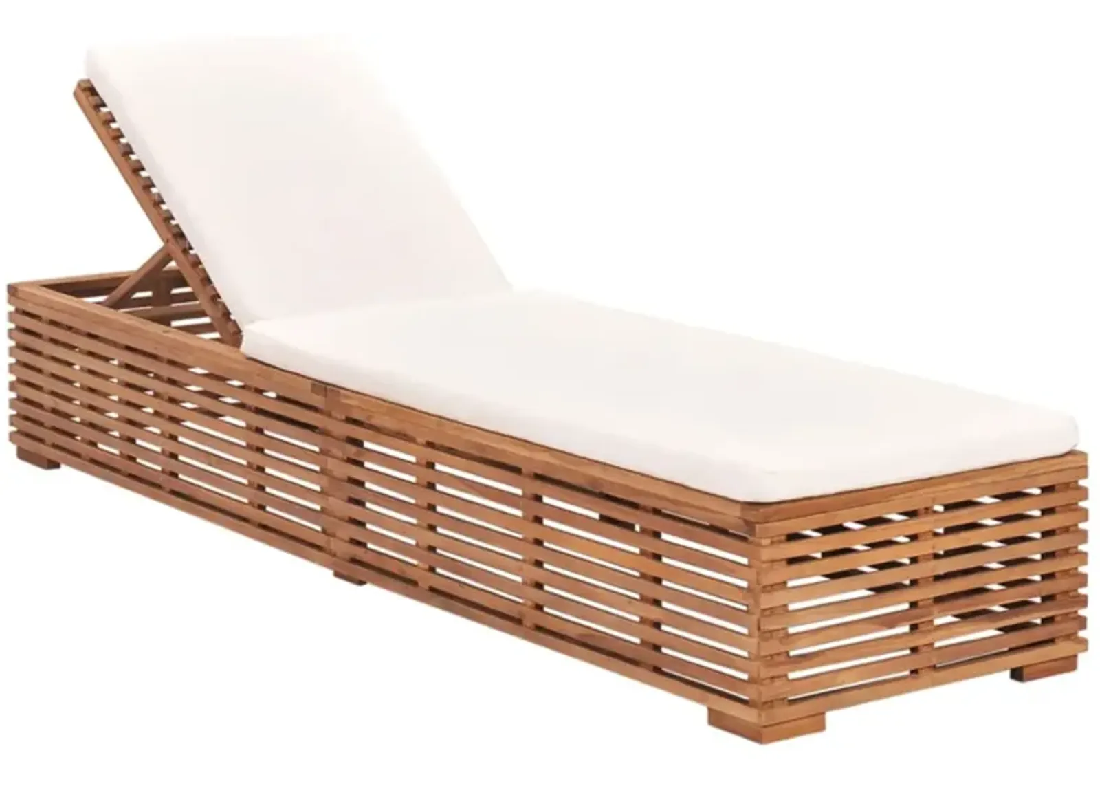 vidaXL Sun Lounger: Solid Teak Wood Construction, Cream Cushion, Adjustable Backrest, Easy-to-Assemble Outdoor Patio/Garden Furniture