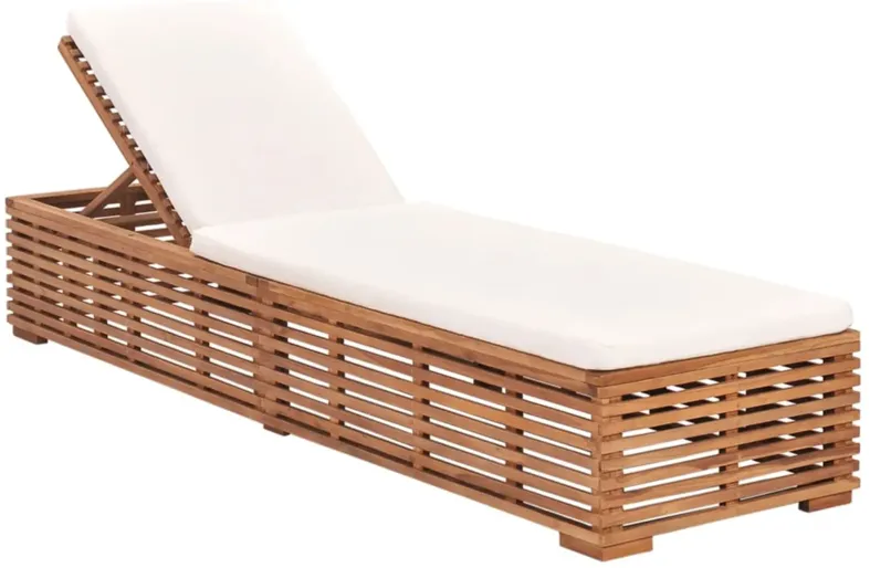 vidaXL Sun Lounger: Solid Teak Wood Construction, Cream Cushion, Adjustable Backrest, Easy-to-Assemble Outdoor Patio/Garden Furniture