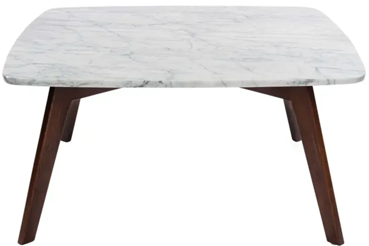 Vezzana 31" Square Italian Carrara White Marble Coffee Table with Legs