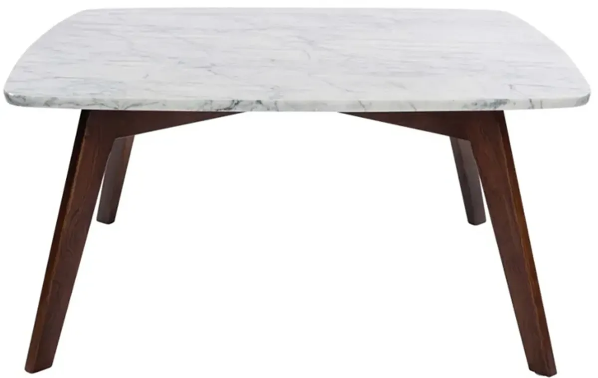 Vezzana 31" Square Italian Carrara White Marble Coffee Table with Legs