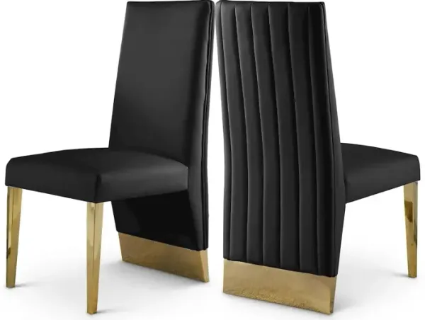 Meridian Furniture Porsha Black Vegan Leather Dining Chair, Set of 2