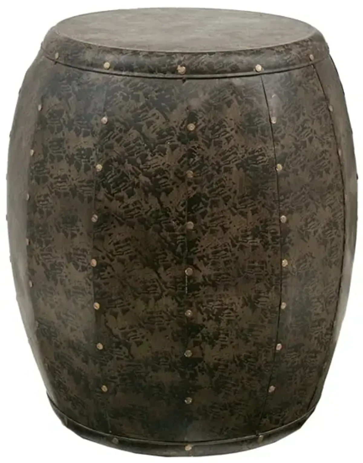 Gracie Mills Nielson Antiqued Bronze Metal Accent Drum Table