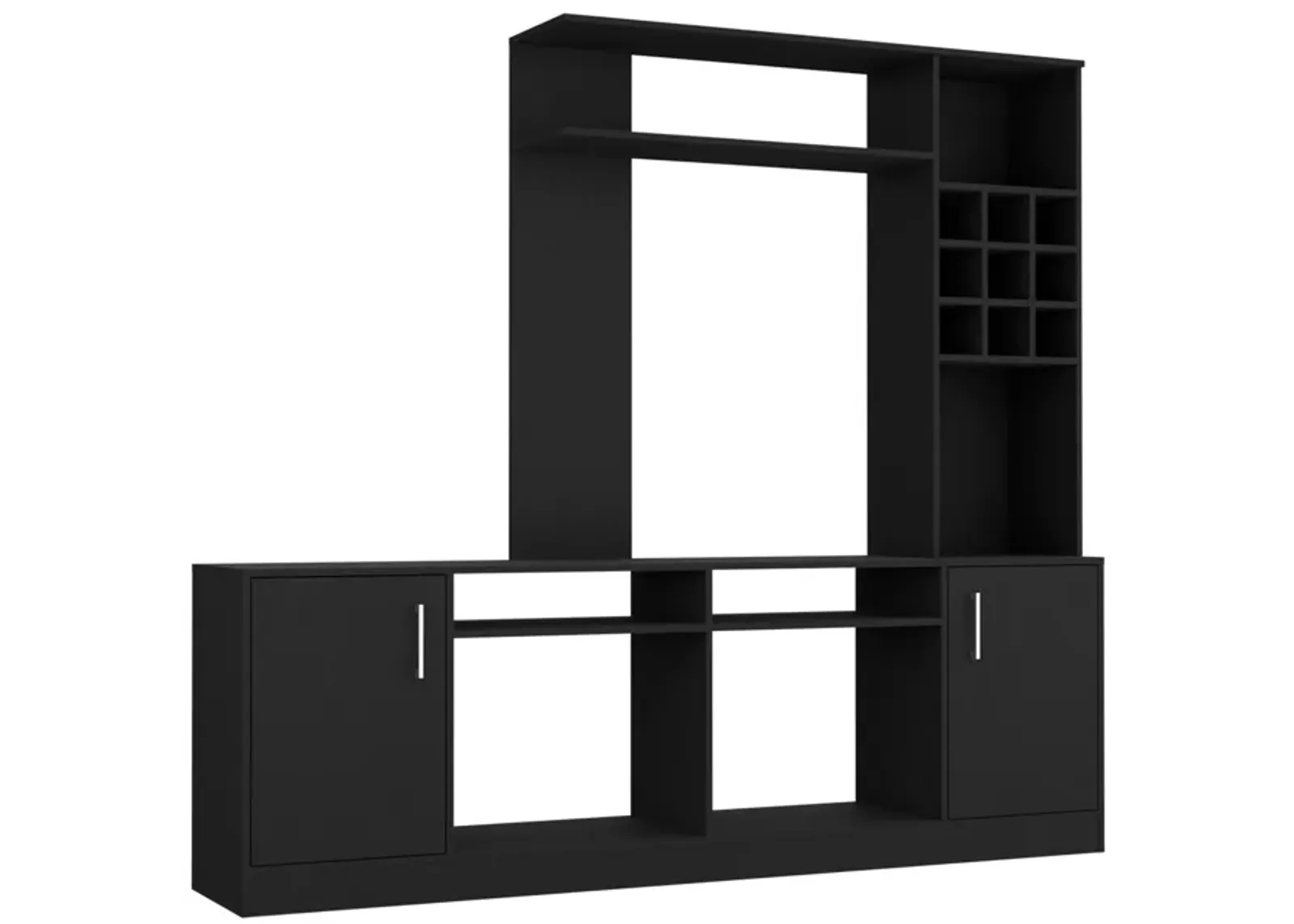 Kava Entertainment Center, Six External Shelves, Double Door Cabinet, Storage Spaces for TV�s up 78" -Black