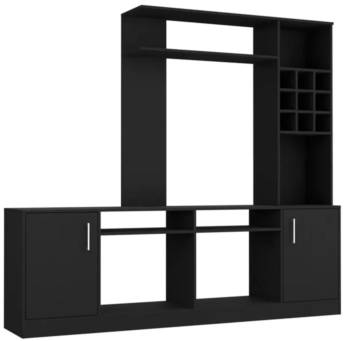 Kava Entertainment Center, Six External Shelves, Double Door Cabinet, Storage Spaces for TV�s up 78" -Black