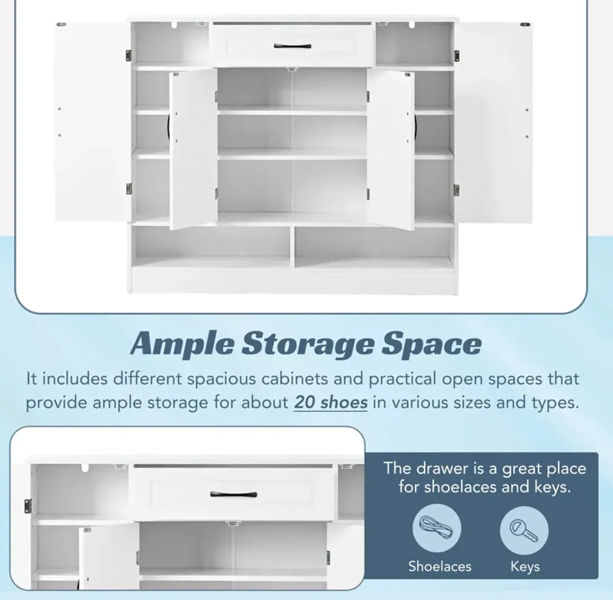 Merax Modern Shoe Cabinet with Adjustable Shelves