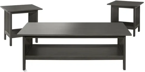Wiston 3 Piece Table Set, 1 Coffee Table, 2 End Tables, Antique Gray Wood - Benzara