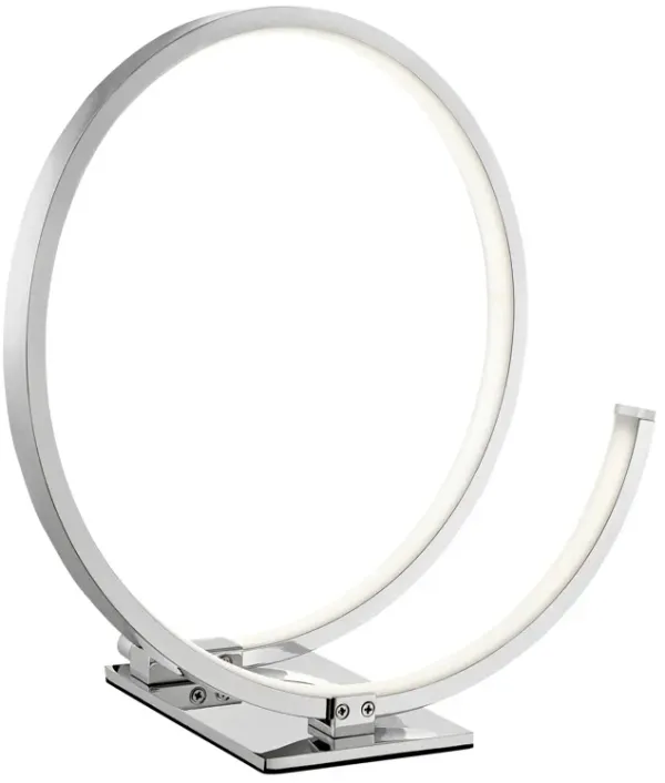 Circular Design Table Lamp Chrome Metal Dimmable Integrated LED