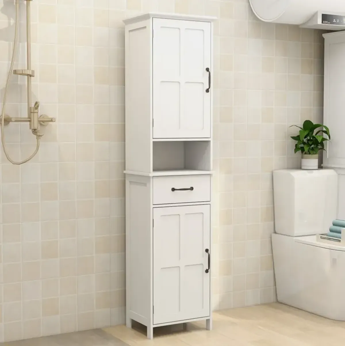 Double Door Narrow Height Slim Floor Standing Cabinet