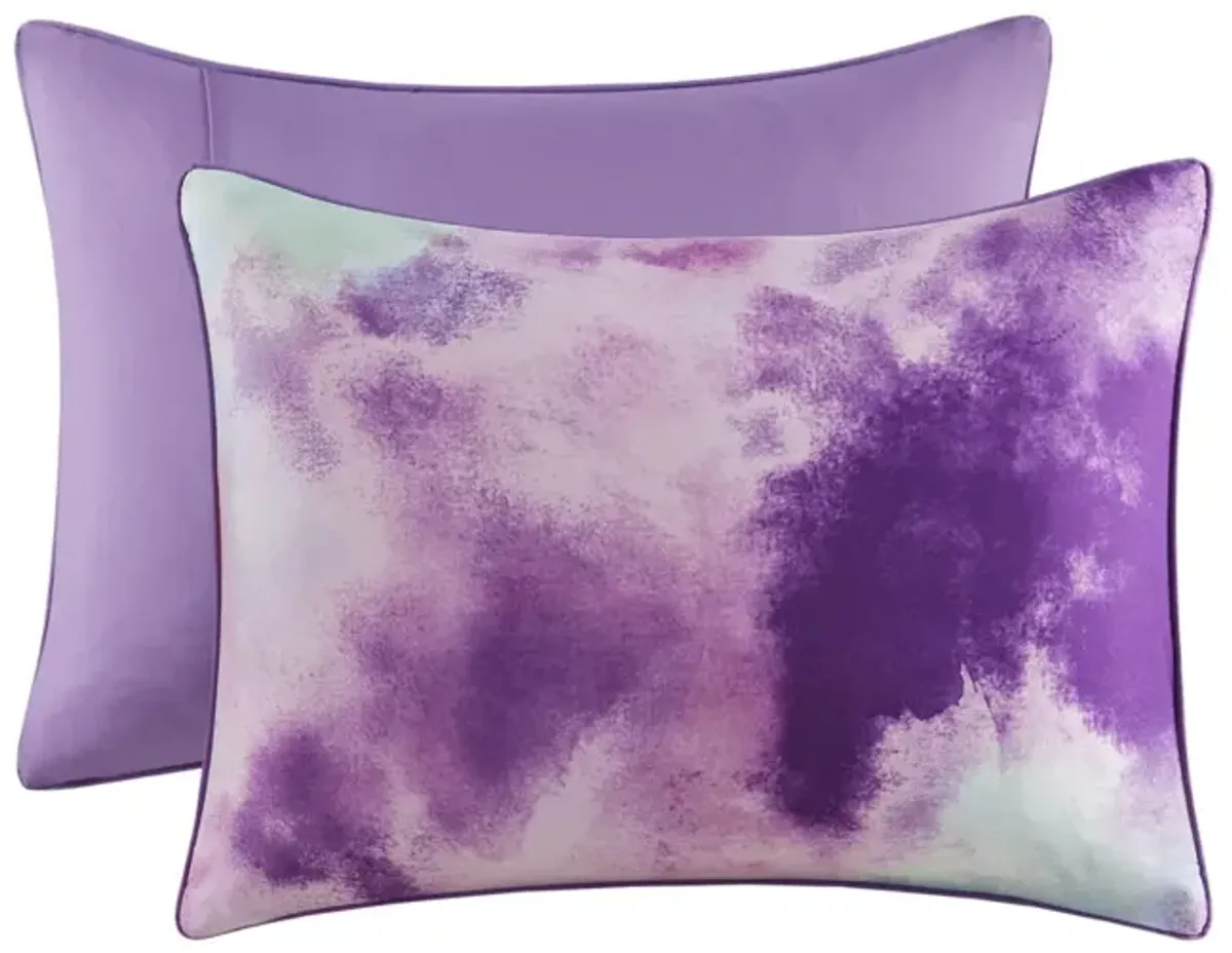 Gracie Mills Orion Dreamscape Watercolor Tie Dye Comforter Set with Cozy Throw Pillow