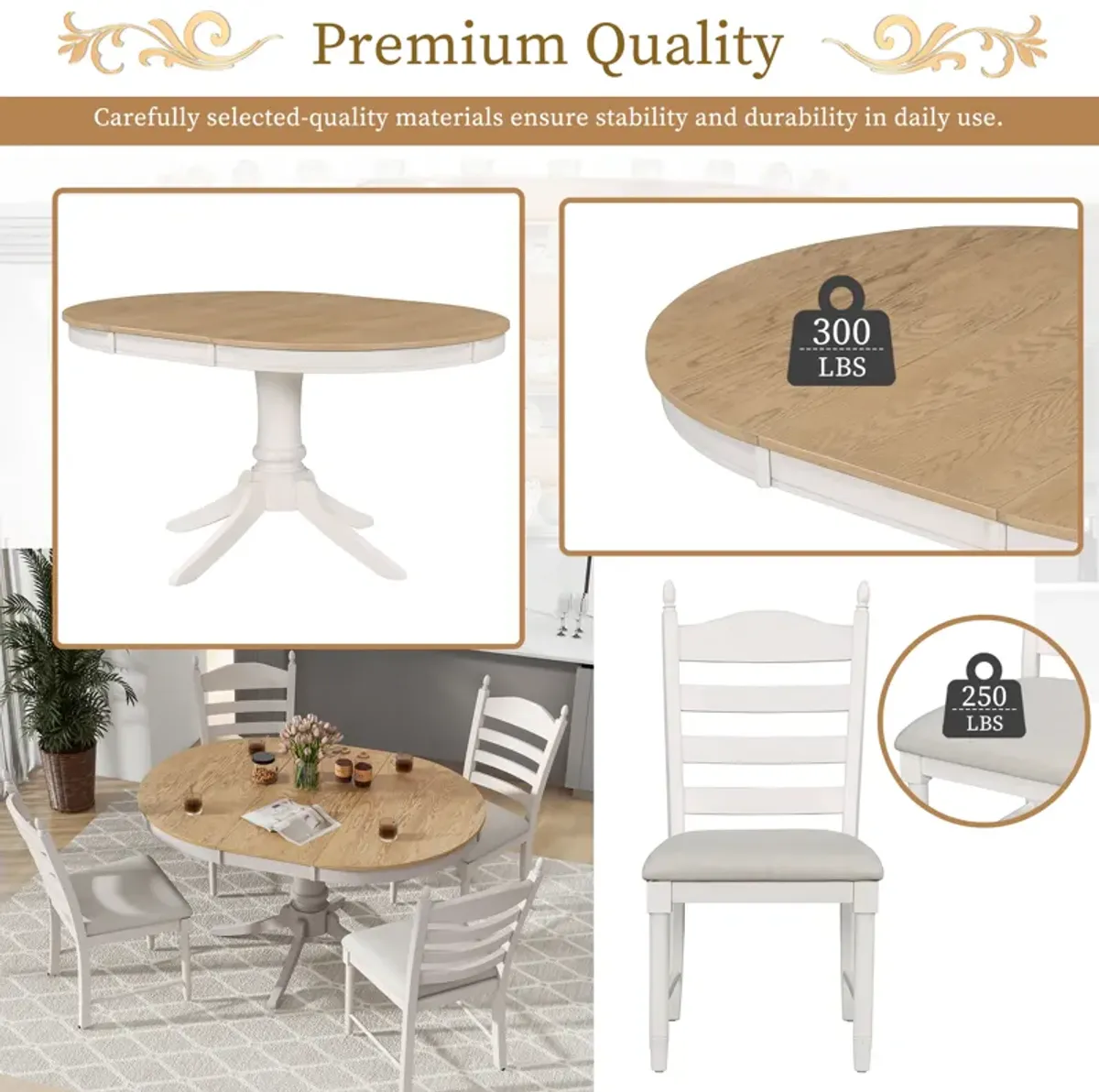 Merax 5-Piece Retro Functional Dining Table Set