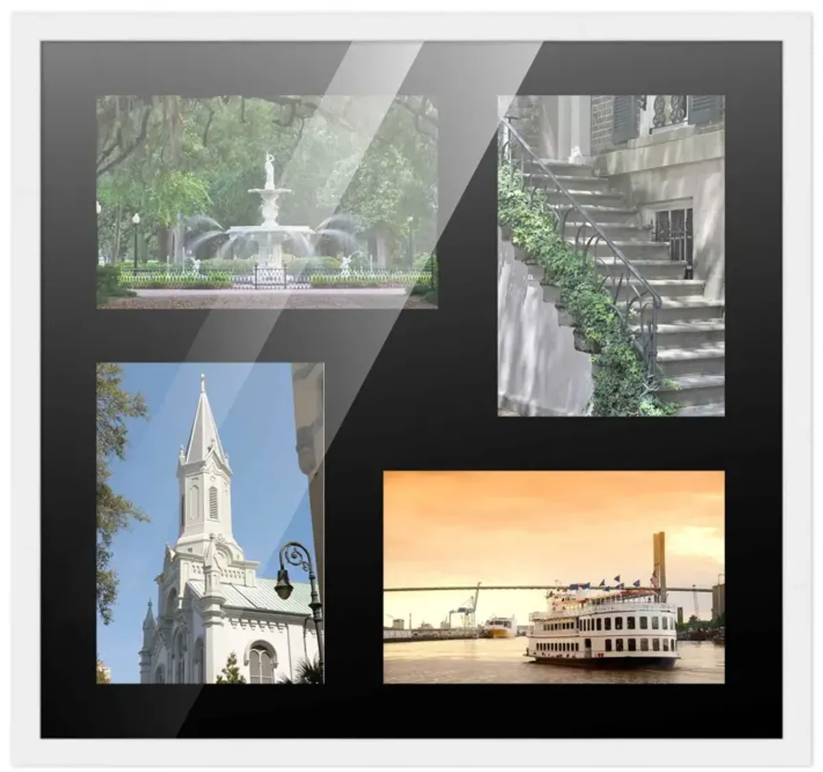 12x12 Wood Collage Frame with a Black Mat for 4x6 Pictures