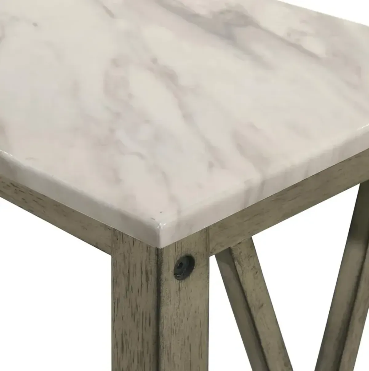 New Classic Furniture Furniture Eden 1-Shelf Faux Marble & Wood End Table in Gray