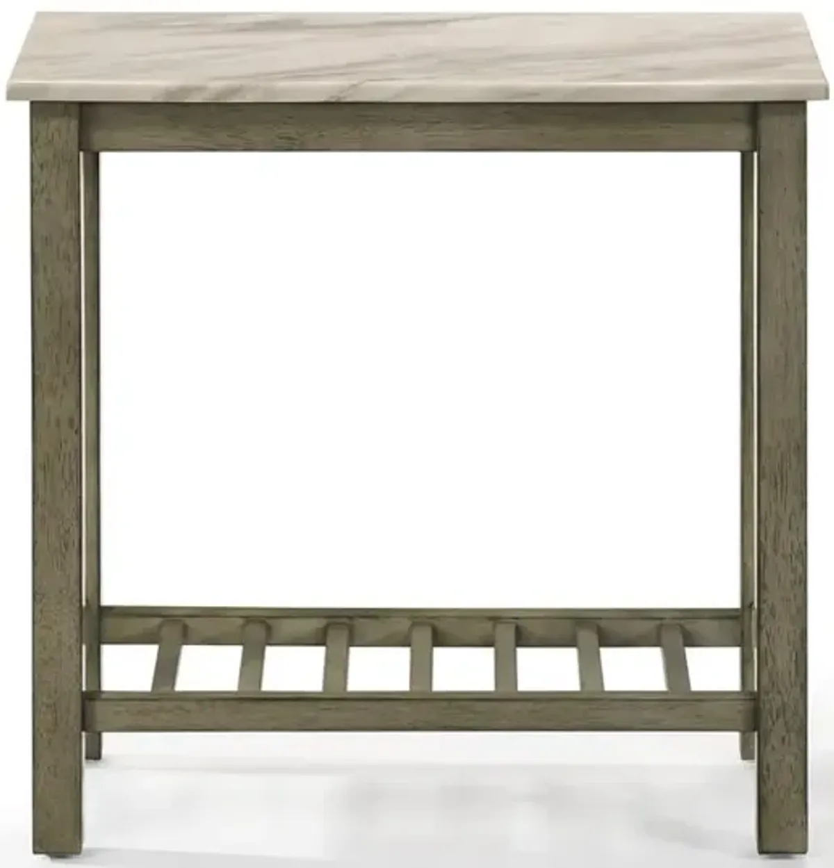 New Classic Furniture Furniture Eden 1-Shelf Faux Marble & Wood End Table in Gray