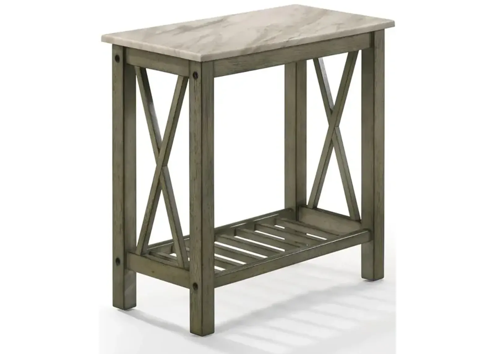 New Classic Furniture Furniture Eden 1-Shelf Faux Marble & Wood End Table in Gray