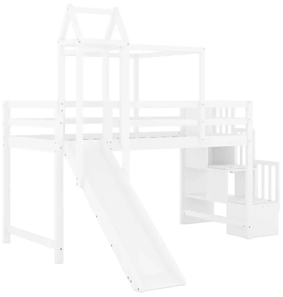 Merax Loft Bed with Tent and Tower