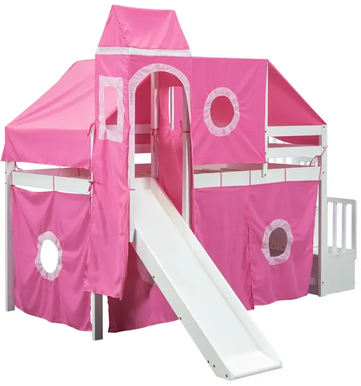 Merax Loft Bed with Tent and Tower