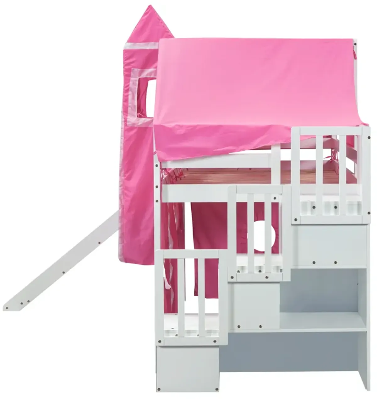 Merax Loft Bed with Tent and Tower