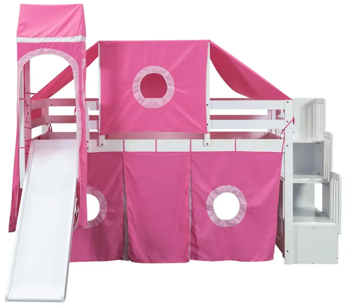 Merax Loft Bed with Tent and Tower