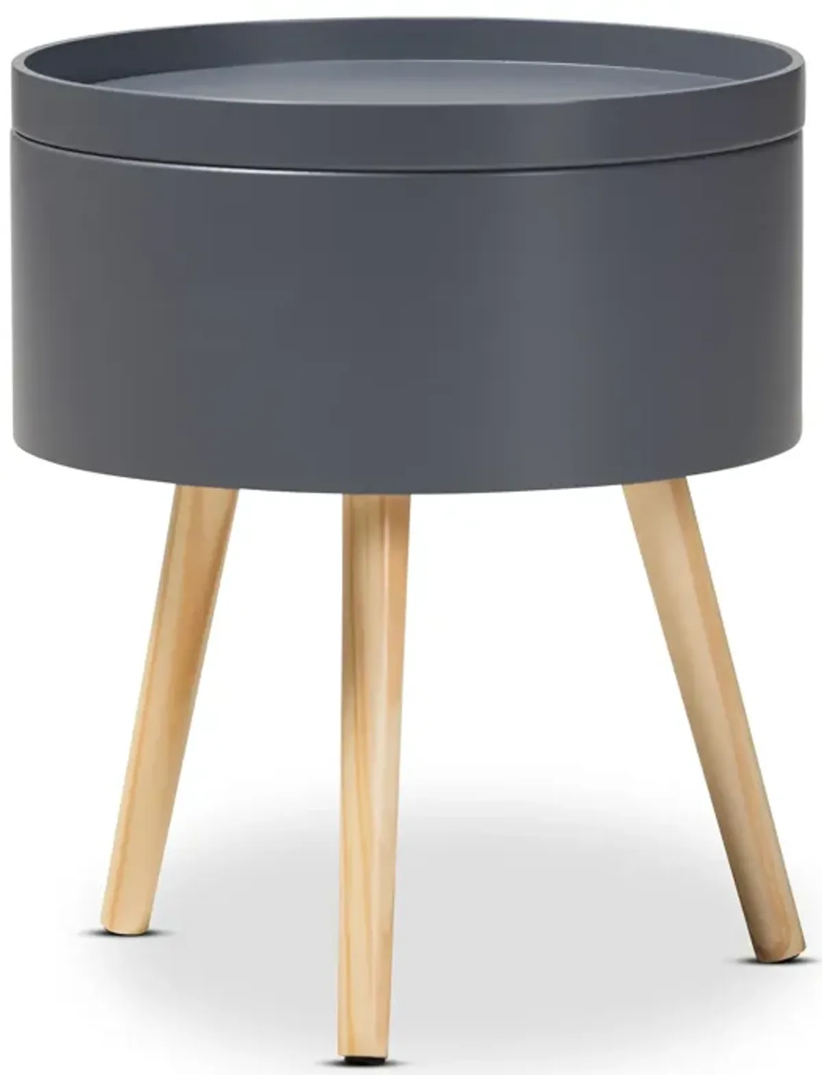 Baxton Studio Jessen Mid Century Modern Gray Wood End Table with Removable Top