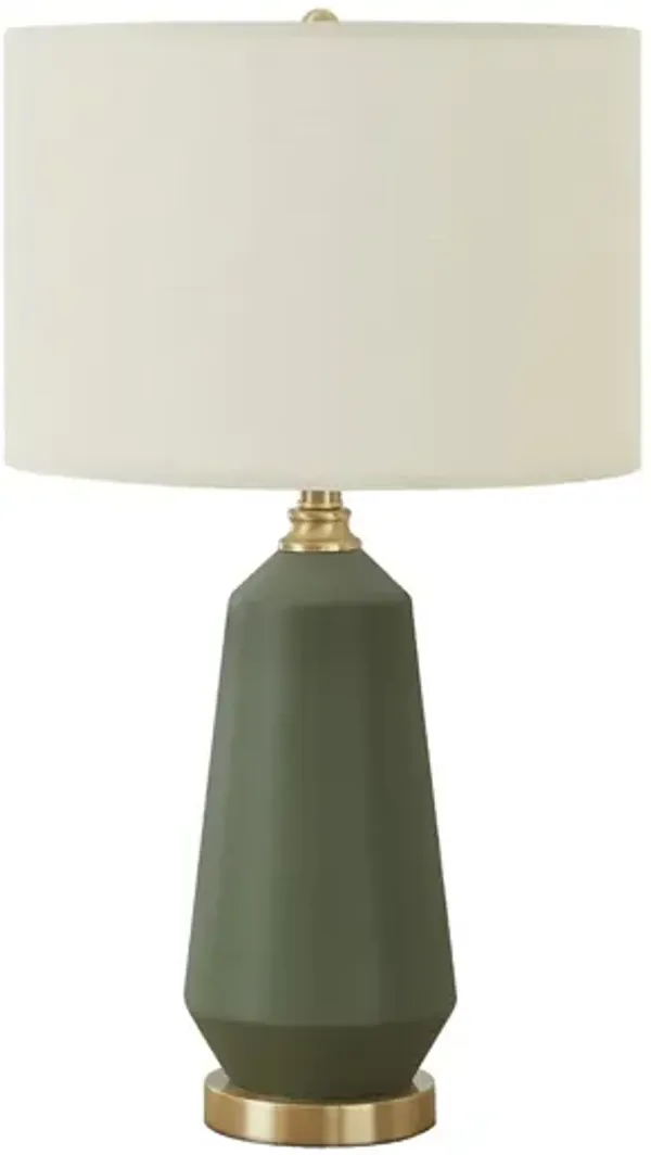 Monarch Specialties I 9624 - Lighting, 26"H, Table Lamp, Green Ceramic, Ivory / Cream Shade, Contemporary