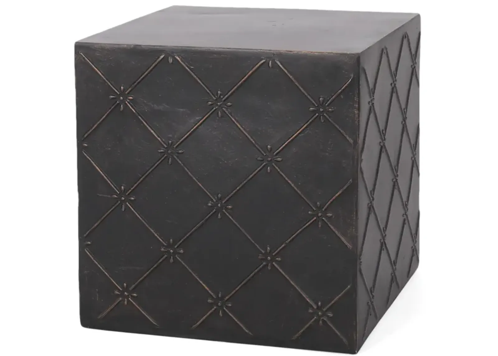 Diamond Patterned Concrete End Table for Modern Outdoor Living