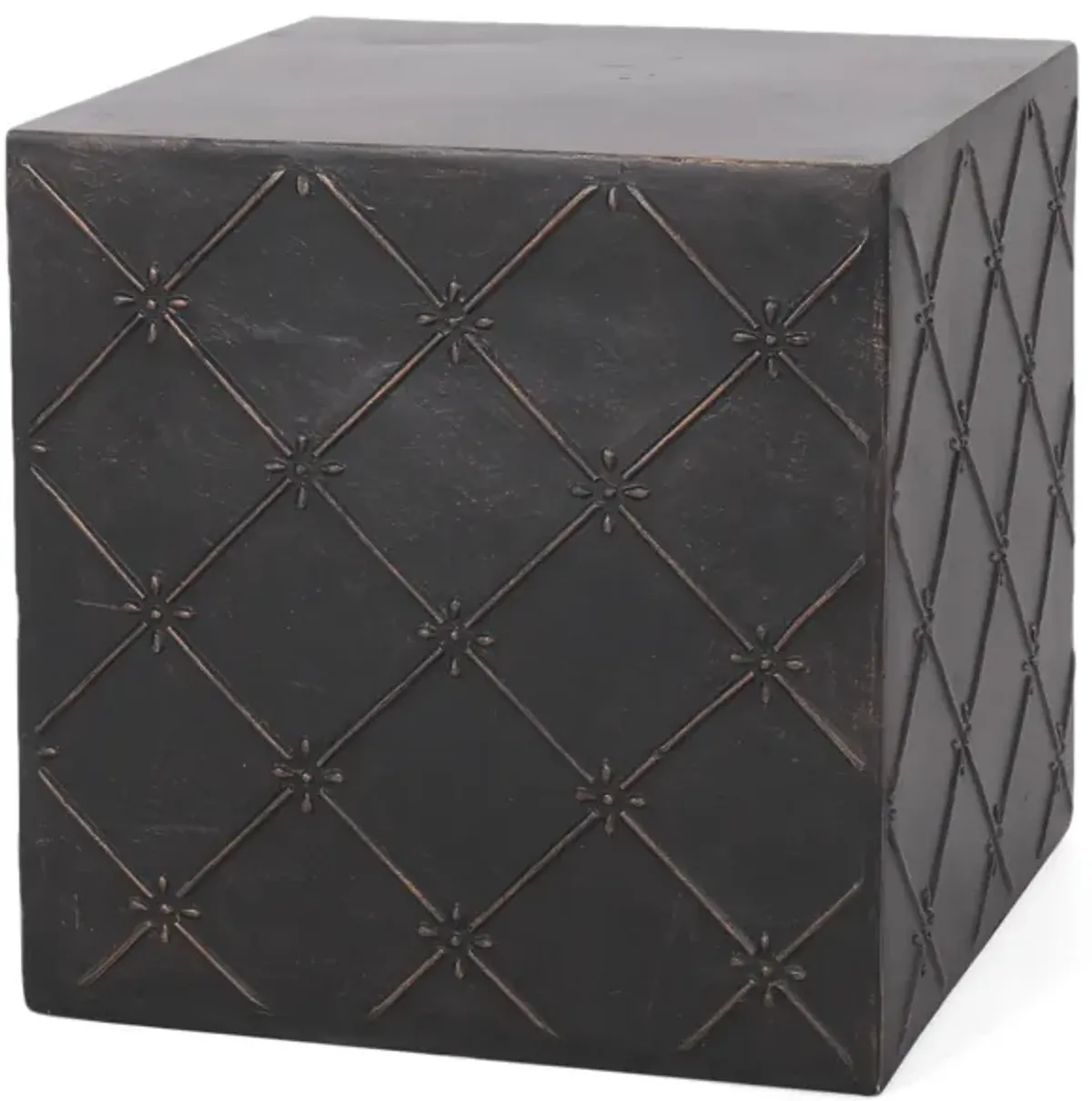 Diamond Patterned Concrete End Table for Modern Outdoor Living