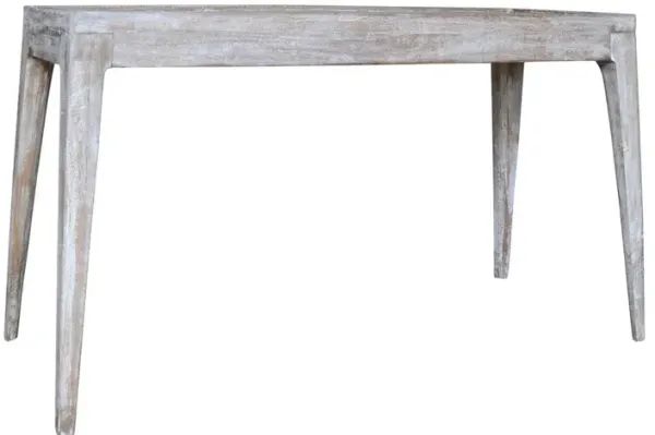 50 Inch Console Sofa Table, Cottage Inspired, Mango Wood, Distressed White
