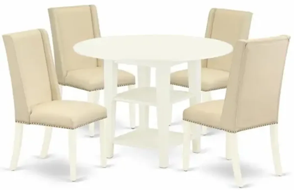 Dining Room Set Linen White, SUFL5-LWH-01