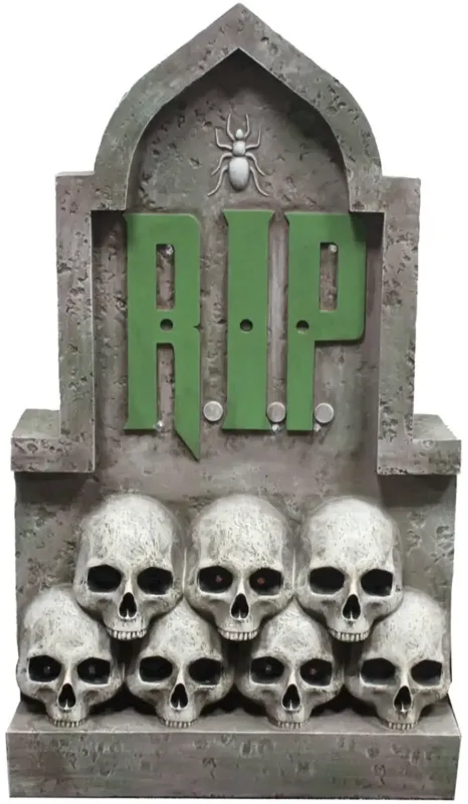 Haunted Hill Farm HHF 24 RIP Tombstone with Skulls - LED RIP, 14x6x24H