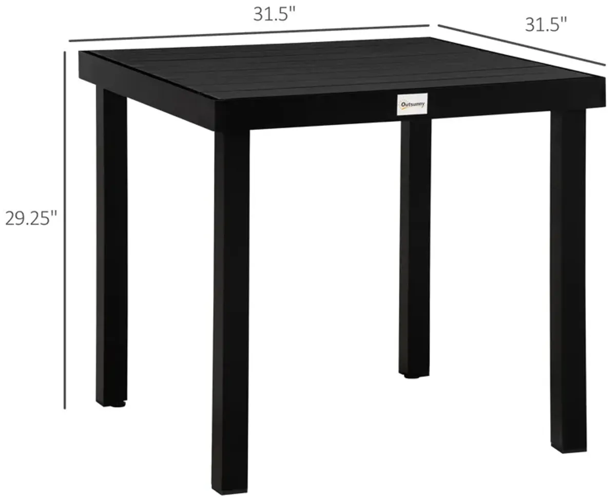 Black Garden Table: Rectangular Aluminum Patio Dining Table for 4