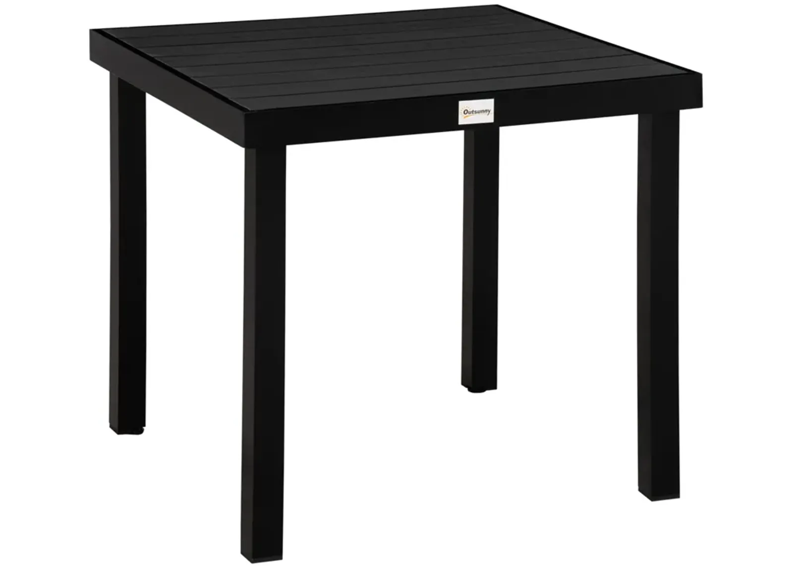 Black Garden Table: Rectangular Aluminum Patio Dining Table for 4