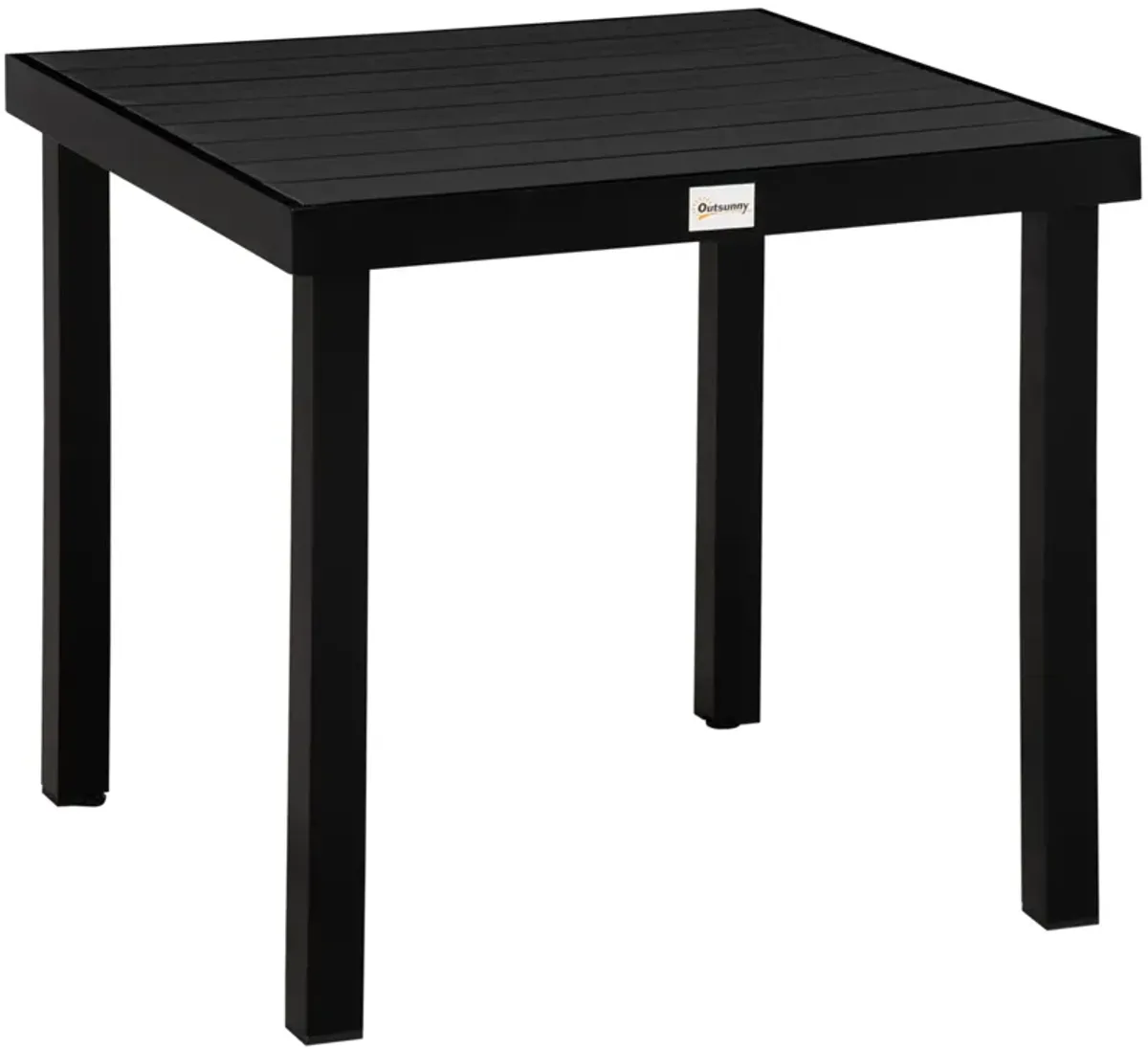 Black Garden Table: Rectangular Aluminum Patio Dining Table for 4