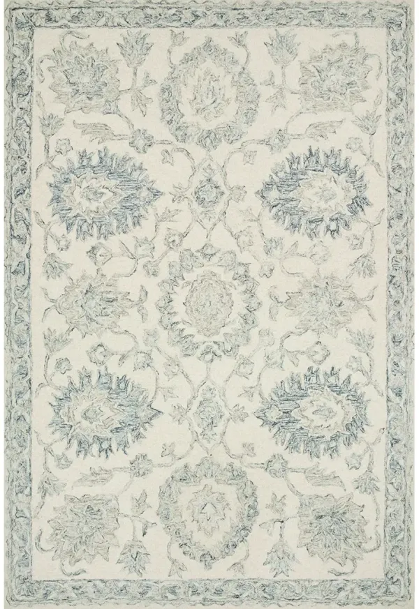 Norabel NOR04 Ivory/Blue 5' x 7'6" Rug