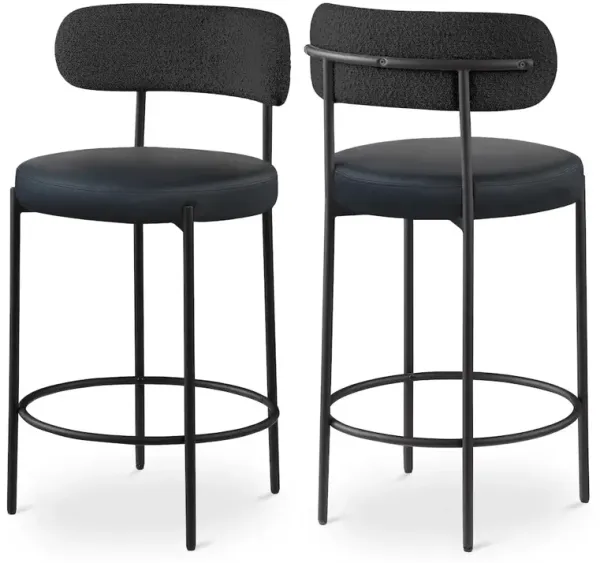 Meridian Furniture Beacon Vegan Leather Seat Stool, Set of 2