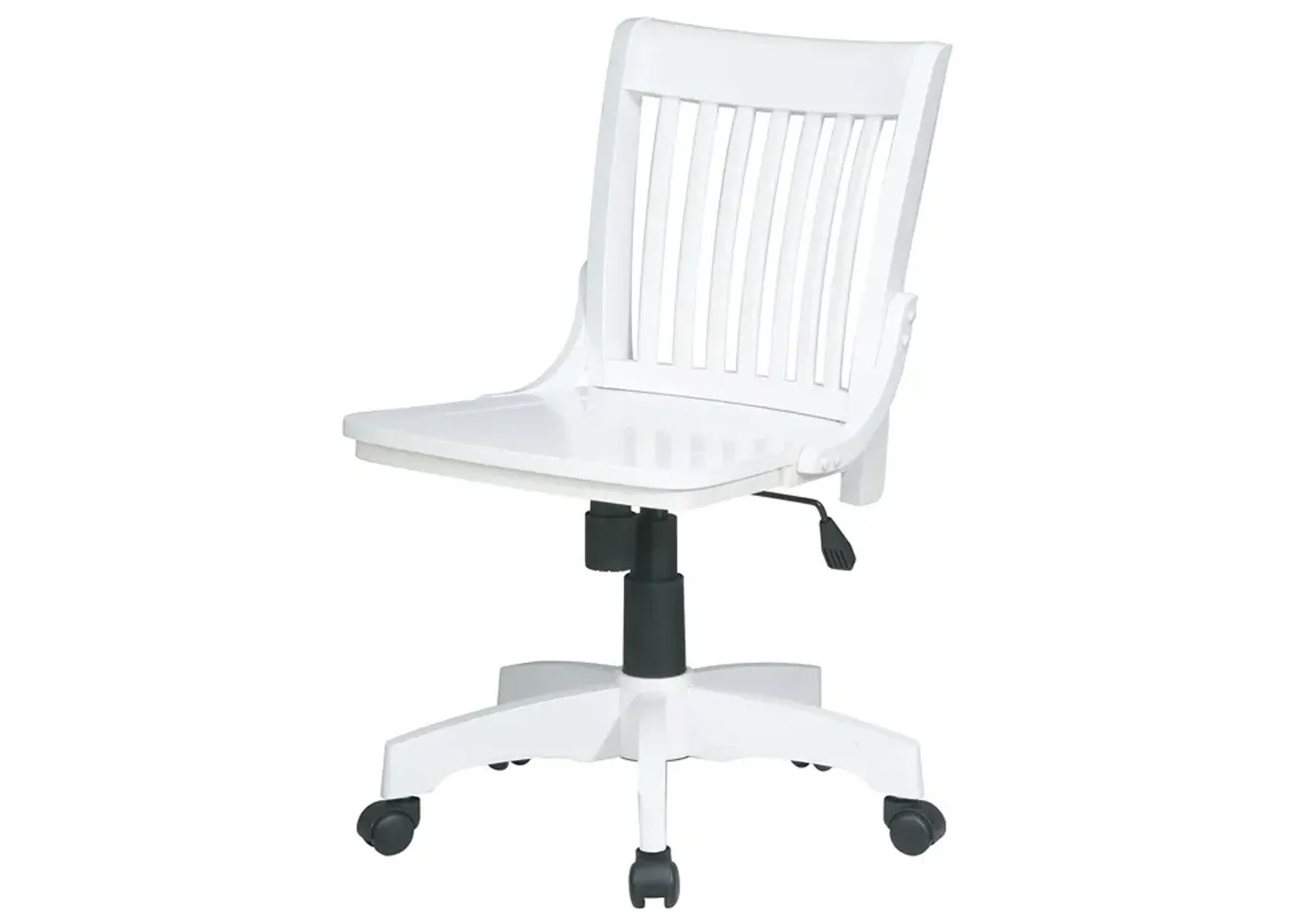 Hivvago White Armless Bankers Chair with Wood Seat