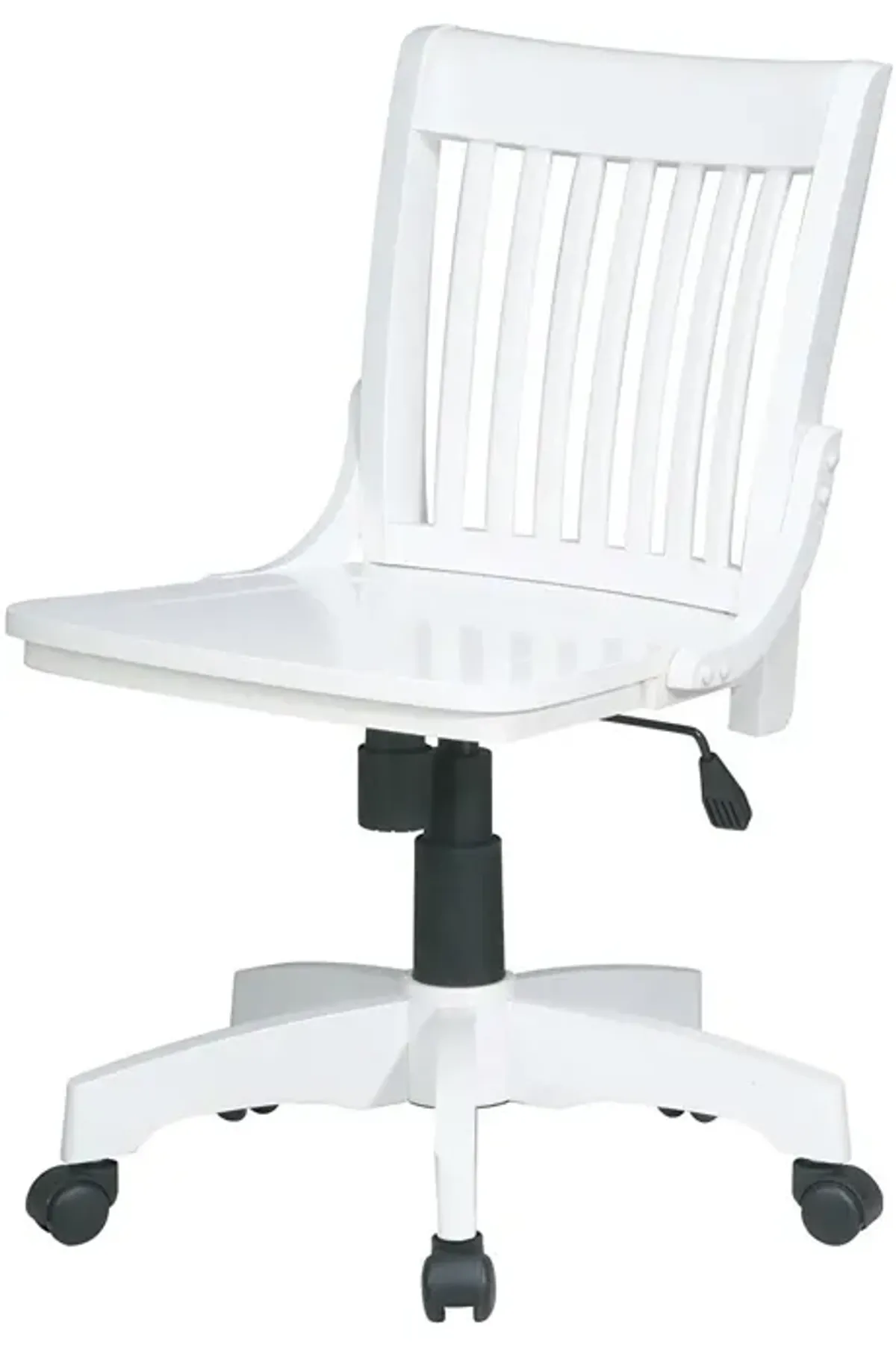 Hivvago White Armless Bankers Chair with Wood Seat