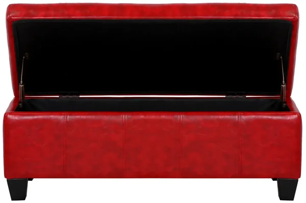 WestinTrends 42" Wide Faux Leather Rectangle Ottoman With Storage