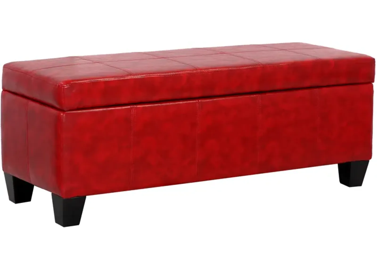 WestinTrends 42" Wide Faux Leather Rectangle Ottoman With Storage