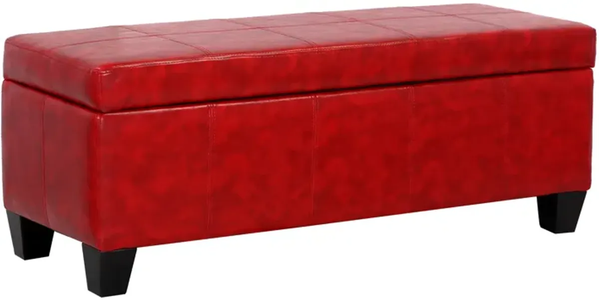 WestinTrends 42" Wide Faux Leather Rectangle Ottoman With Storage