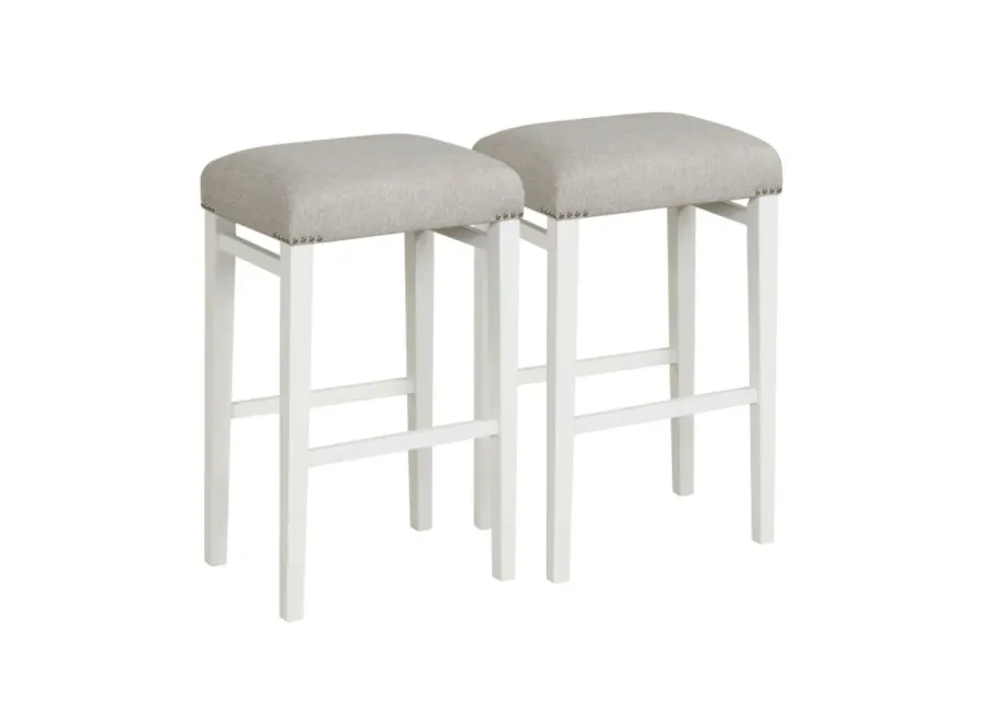 Hivago 2 Pieces 24.5/29.5 Inch Backless Barstools with Padded Seat Cushions