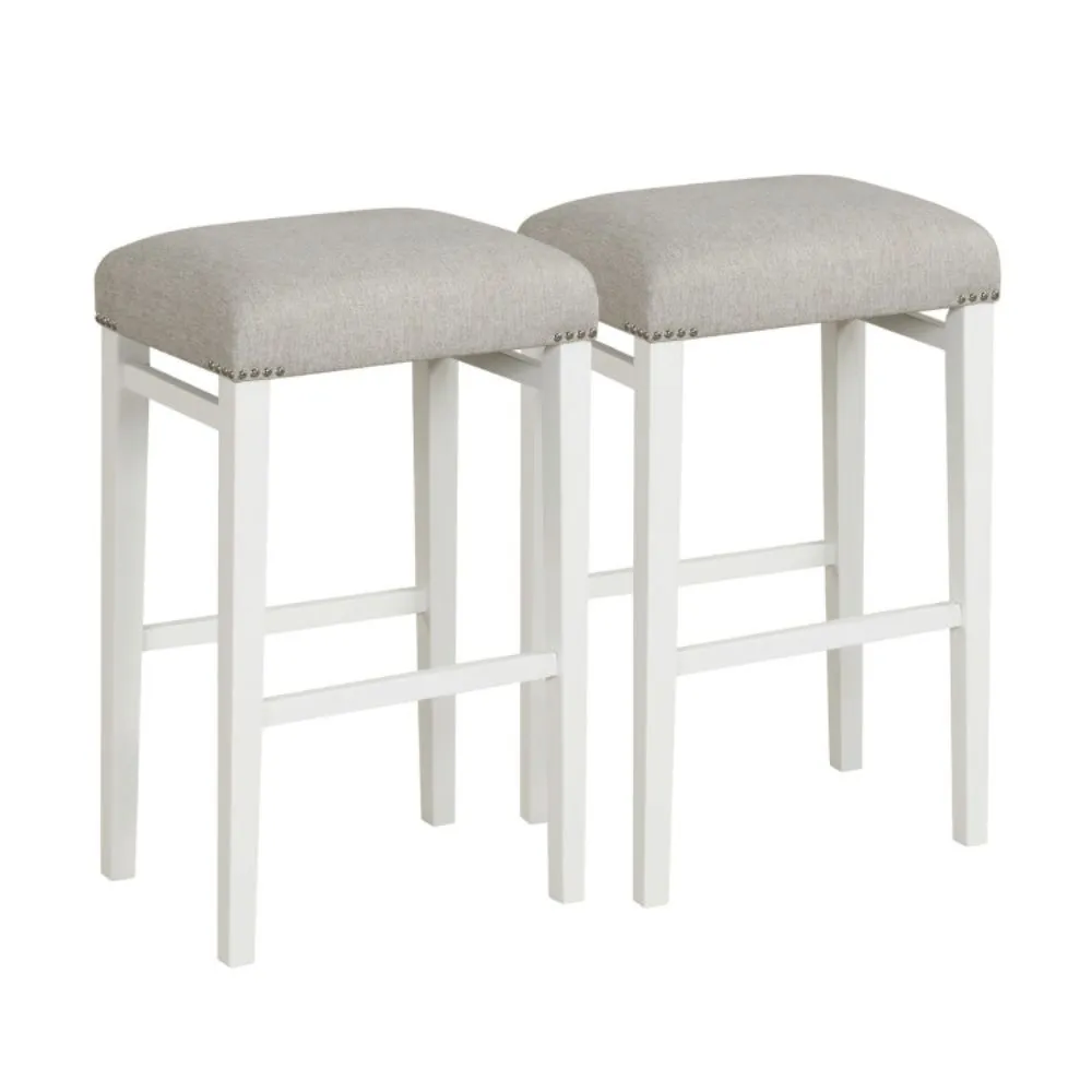 Hivago 2 Pieces 24.5/29.5 Inch Backless Barstools with Padded Seat Cushions