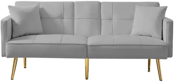 Velvet Futon Sofa Bed with Gold Metal Legs - Luxurious and Versatile Seating Solution