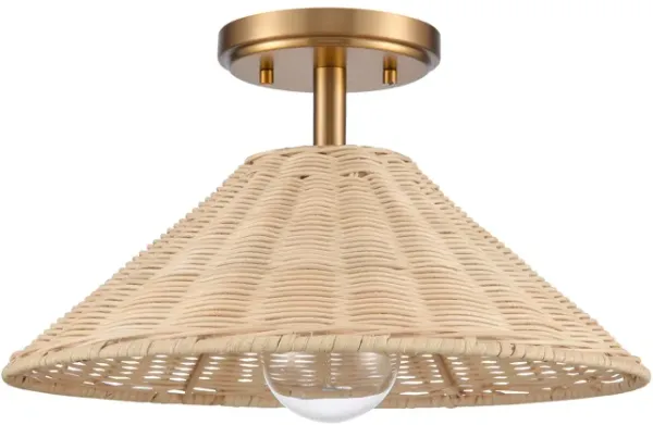 Rydell 14'' Wide 1-Light Gold Semi Flush Mount