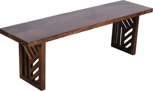 Fevano Solid Wood Dining Bench in Smoked Brown
