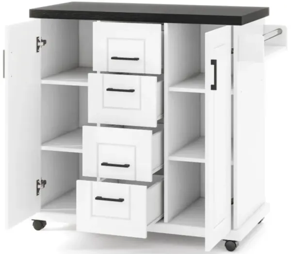 Hivvago Rolling Kitchen Island Cart on Wheels with Storage Cabinets